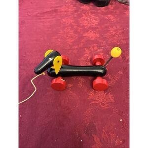 BRIO World Pull Along DACHSHUND Wiener Dog 7" Wooden Toddler Pull Toy Sweden